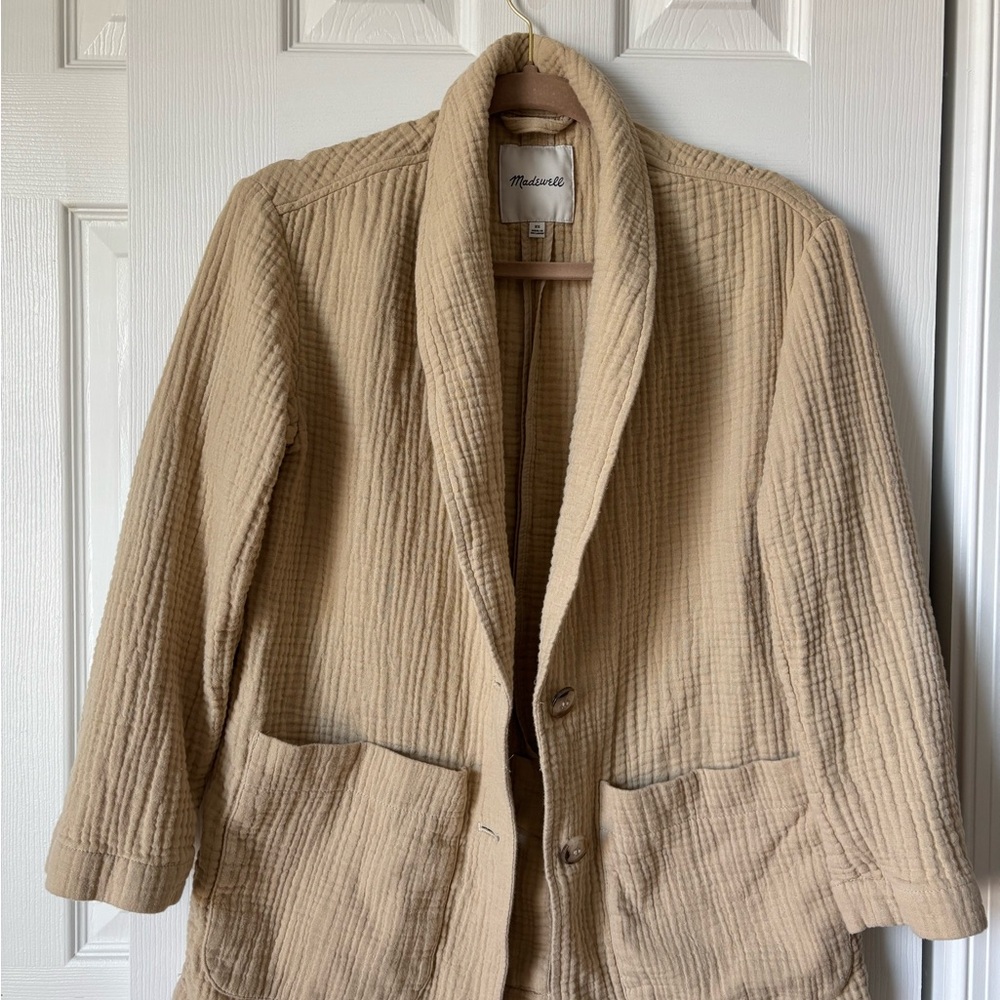 Madewell Beige Waffle Knit Dorset Blazer